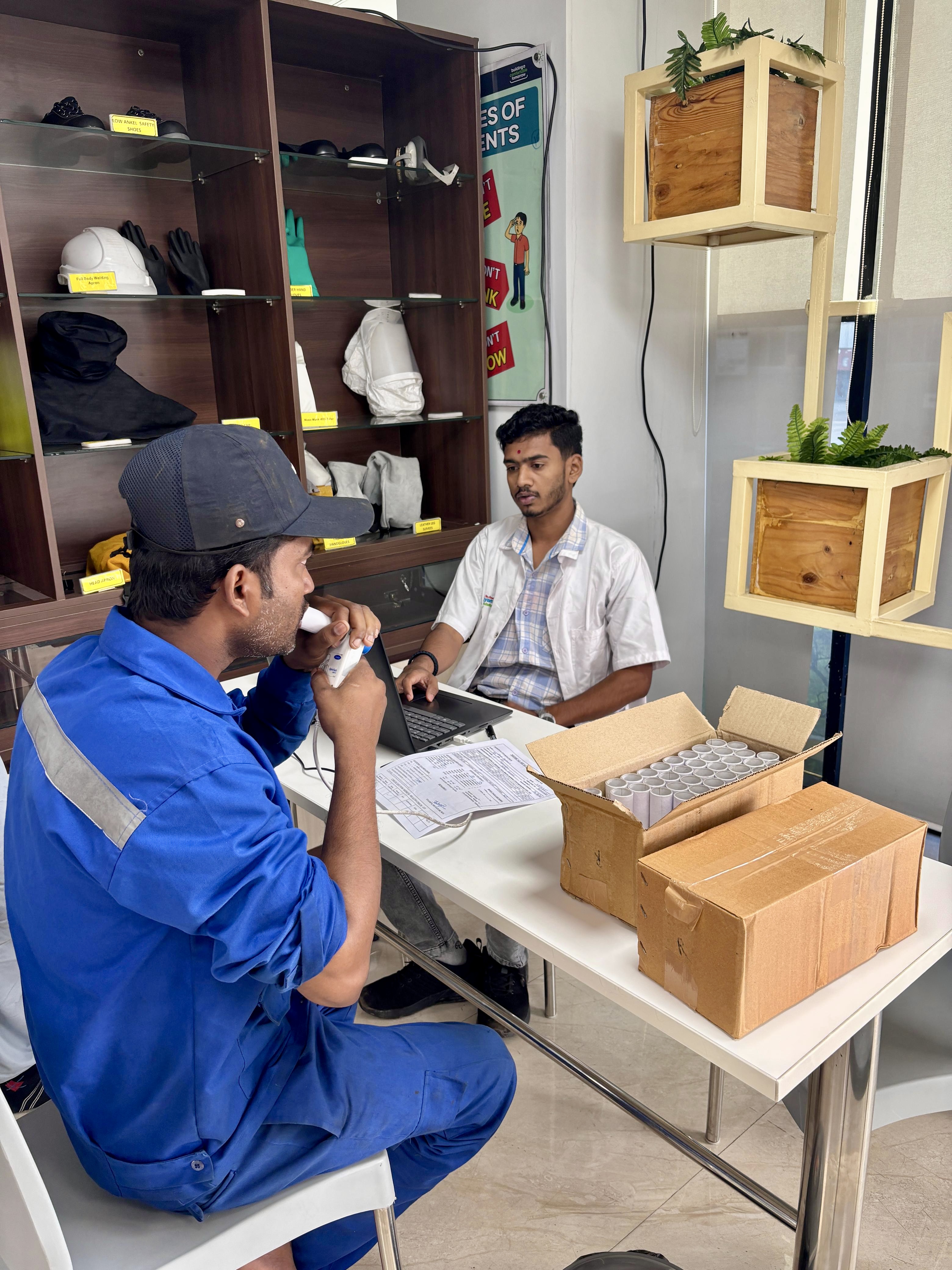 A group of people at a health camp.