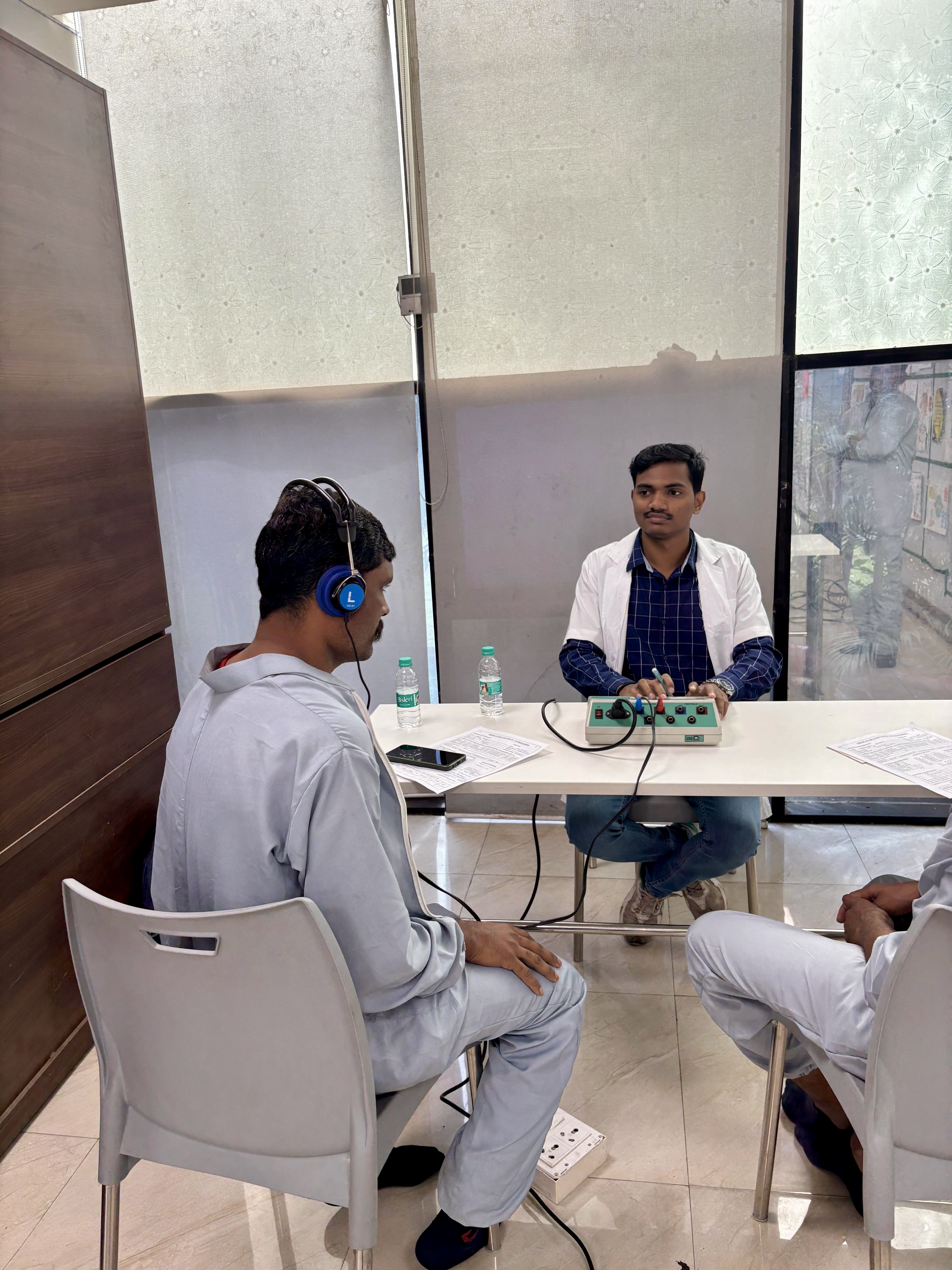 Patient registration at a health camp.