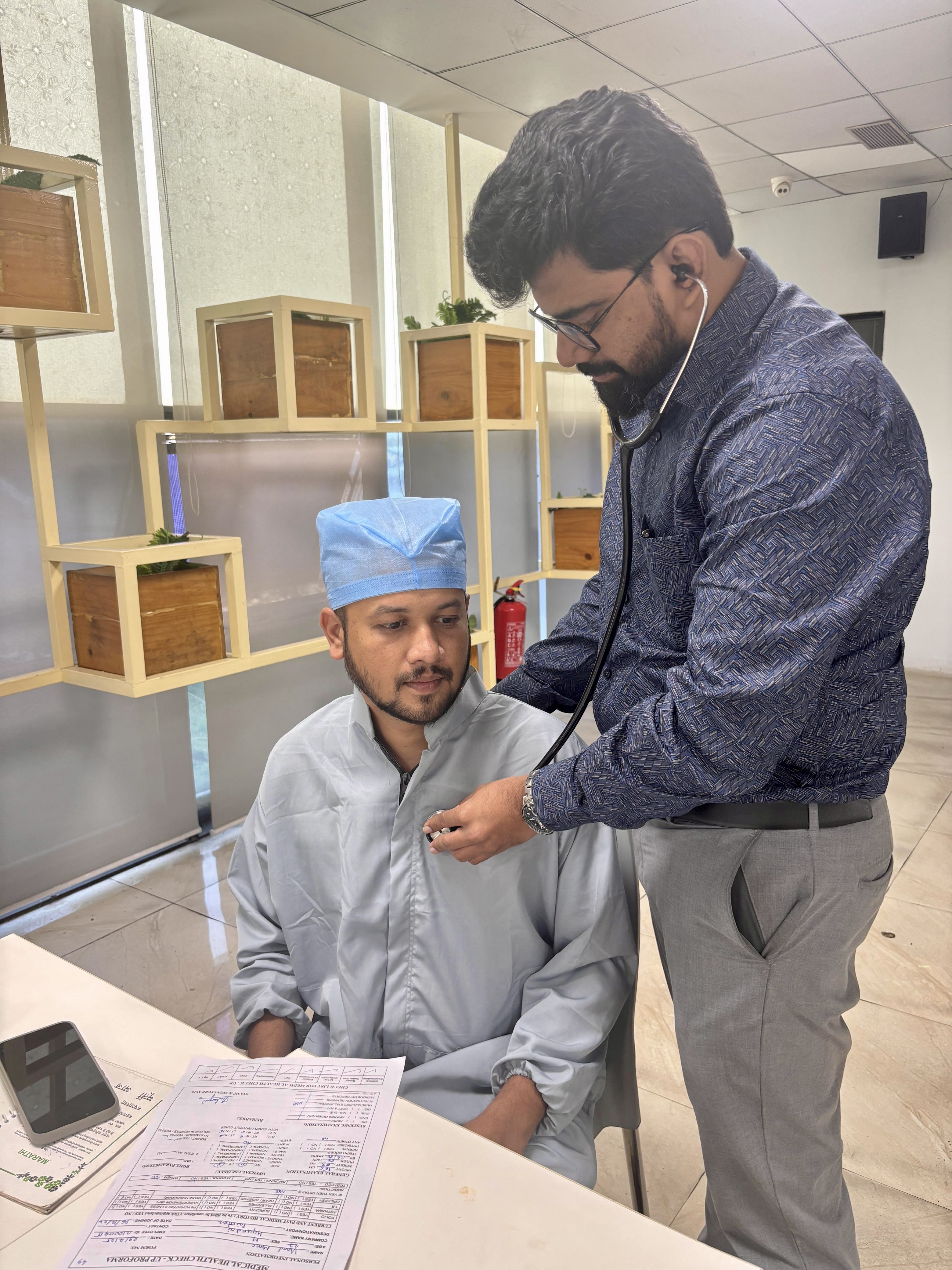 Medical staff at a health camp.